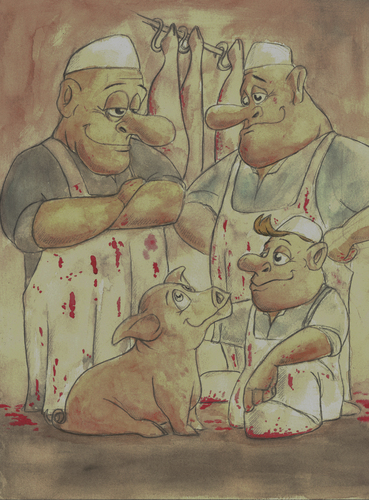 Cartoon: Schlachter lieben Schwein (medium) by philipolippi tagged metzger,schlachter,scwein,fleisch