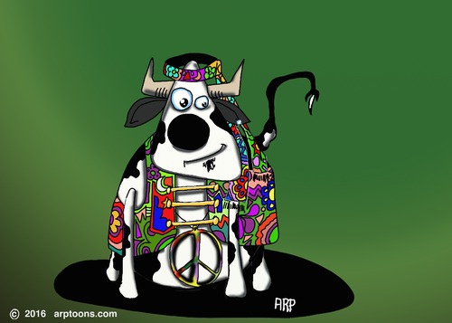 Cartoon: Hippie Cow (medium) by tonyp tagged arp,cow,hippy,hippie