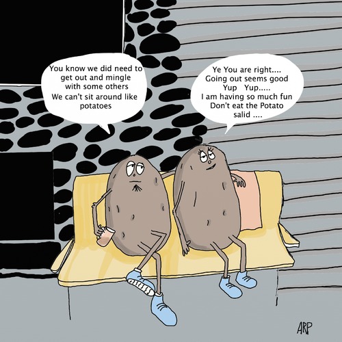 Cartoon: Mr. and Mrs Potato (medium) by tonyp tagged arp,arptoons,tonyp,potatoes,party