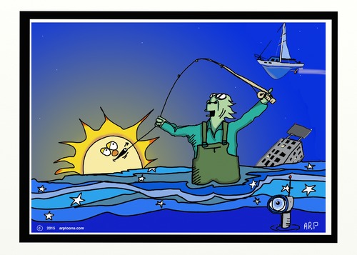 Cartoon: Night Time Realities (medium) by tonyp tagged arp,night,time,realities,arptoons,stars,sun,fishing