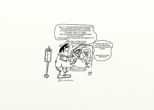 Cartoon: THE  Y  PARKING SECURITY (medium) by tonyp tagged arp,joke,story,car,parking,arptoons
