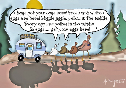 Cartoon: Vacationing (medium) by tonyp tagged arp,cartoons,ink,pencil,tonyp,picture,chickens,birds,eggs