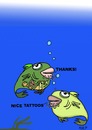 Cartoon: FISH TATTOOS (small) by tonyp tagged arp,fish,tattoos,arptoons