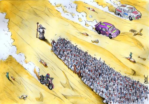 Cartoon: Rallye (medium) by Carlos Augusto tagged religion,faith