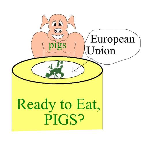 Cartoon: PIGS and the EU (medium) by Cocotero tagged economy,eu,pigs