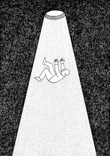 Cartoon: On the way down (medium) by baggelboy tagged pit,down,hole,fall