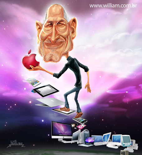 Cartoon: Steve Jobs (medium) by William Medeiros tagged jobs,steve