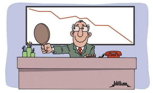Cartoon: The optimistic (medium) by William Medeiros tagged business,william,cartoon,men,optimistic,crisis