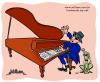 Cartoon: Blind pianist (small) by William Medeiros tagged pianist,blind,dog,music,piano,