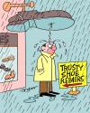 Cartoon: Trusty Shoe Repairs (small) by daveparker tagged leaking,shoe,sign,angry,man,rainy,day