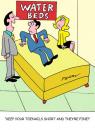 Cartoon: Water beds. (small) by daveparker tagged water,bed,salesman,customers,toenails,