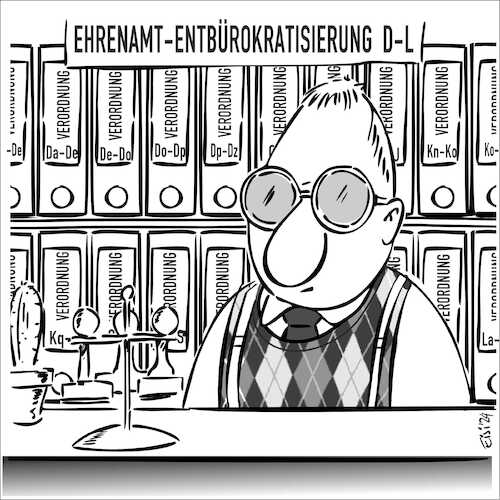Cartoon: 5. Dezember. Tag des Ehrenamtes (medium) by eisi tagged ehrenamt,vorschriften,bürokratie