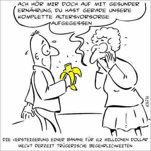 Cartoon: Bananenkunst (medium) by eisi tagged banane,kunst,millionen,dollar,versteigerung