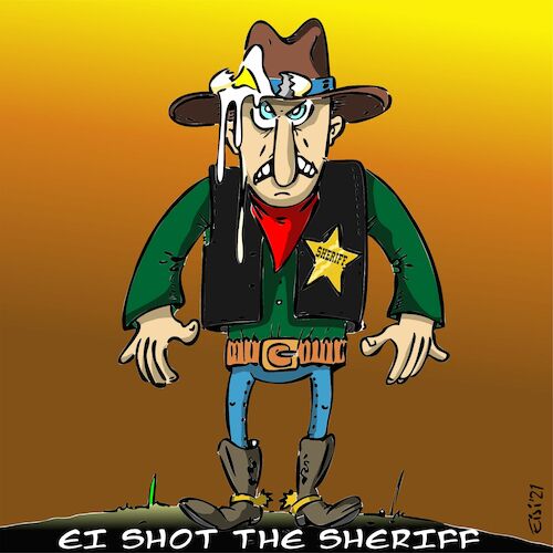 Cartoon: Ei shot the Sheriff (medium) by eisi tagged bob,marley,shot,the,sheriff