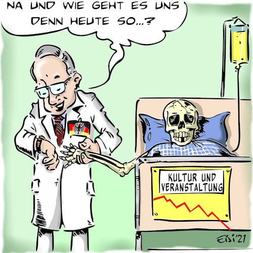 Cartoon: Kultur stirbt langsam (medium) by eisi tagged corona,kultur,stirbt