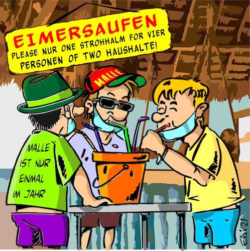 Cartoon: Ostern auf Malle (medium) by eisi tagged malle,osterurlaub,eimersaufen,infektion,corona