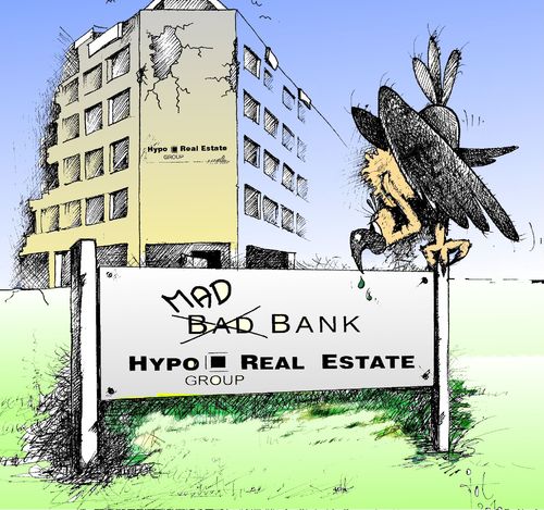 Cartoon: Mad Bank Hypo Real Estate (medium) by Jot tagged estate,real,hypo,finanzkrise