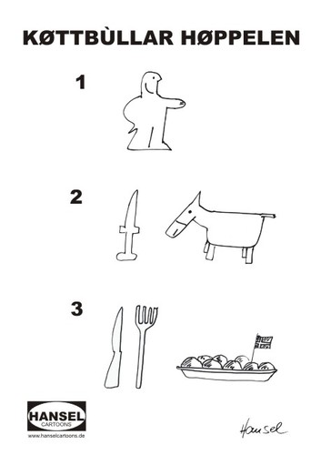 Cartoon: Pferdefleisch in Bulette (medium) by Hansel tagged pferdefleisch,hansel,cartoons,ikea