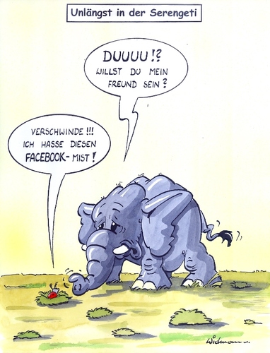 Cartoon: serengeti (medium) by widmann tagged elefant,facebook,tiere,serengeti
