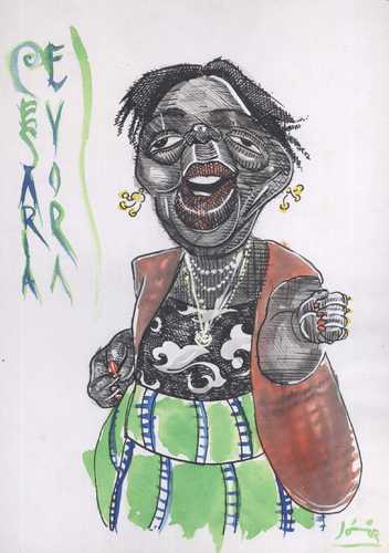 Cartoon: Cesaria Evora (medium) by juniorlopes tagged evora,cesaria,cesaria evora,cesaria,evora