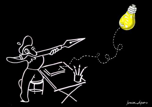Cartoon: Shine a light (medium) by juniorlopes tagged cartoon,motivation,inspiration,idee,reichtum,einfall,glühbirne,licht,dunkelheit,disziplin,zeichner,karikatur,hoffnung,glück,abschuss,treffer