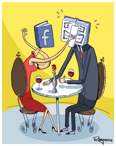 Cartoon: Facebook (medium) by Marcelo Rampazzo tagged love,facebook,relationship,cuple,facebook,liebe