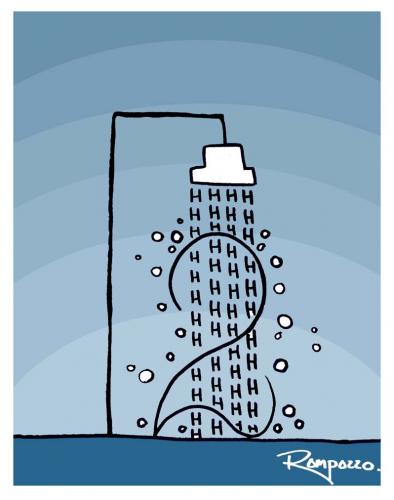 Cartoon: H2O (medium) by Marcelo Rampazzo tagged h2o,,h2o,wasser,duschen,ressourcen,waschen