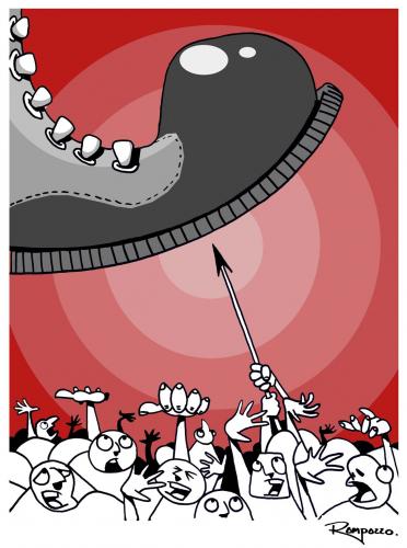 Cartoon: Human rights (medium) by Marcelo Rampazzo tagged human,rights,,menschenrechte,rechte,menschen,menschenwürde,würde,gerechtigkeit,gesellschaft,kultur,schuh,sohle,abwehr,treten,füße,unterdrückung