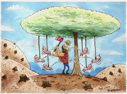 Cartoon: Mother Nature (medium) by Marcelo Rampazzo tagged nature,trees,ecology,human,bean,illustration,wald,bäume,baum,natur,holz,holzfäller,umwelt