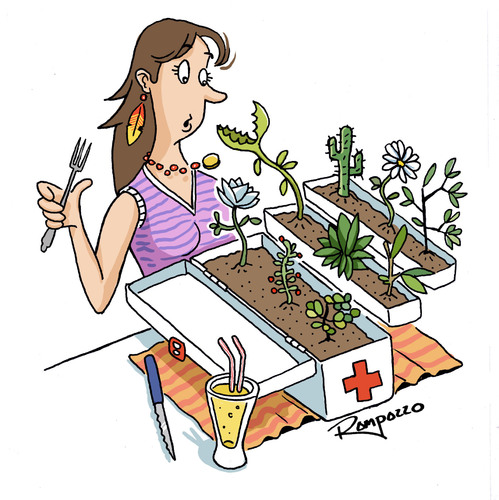 Cartoon: Natural Medication (medium) by Marcelo Rampazzo tagged natural,medication,illustration,pflanzen,fleisch,essen,nahrung,natur,umwelt,medikamente,gesundheit