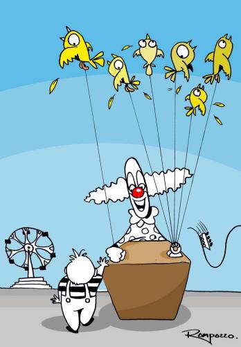 Cartoon: Sale of freedom (medium) by Marcelo Rampazzo tagged sale,of,freedom,,rummel,freiheit,clown,jahrmarkt,kaufen,haustier,gefangen,kirmes,verkaufen,luftballons,kind,kinder,kindheit,spaß,freizeit,vögel,vogel,tiere