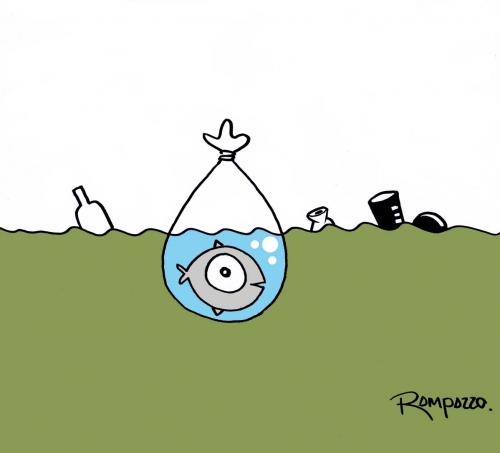 Cartoon: Save for how long? (medium) by Marcelo Rampazzo tagged save,for,how,long,,fisch,wasser,gewässer,gift,verschmutzung,umweltverschmutzung,not,sicherheit,beutel,tiere,tod,sterben,umwelt,verantwortung