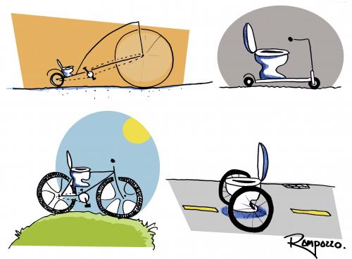 Cartoon: Shit walking (medium) by Marcelo Rampazzo tagged popular,expressions,fahrrad,rad,mobil,mobilität,bewegen,bewegung,fahren,straße,toilette,wc,klo,clo