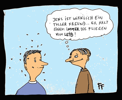 Cartoon: Freunde und Fliegen (medium) by Florian France tagged freunde,fliegen,freundschaft,jens,flies,friendship