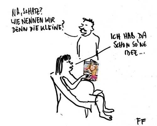 Cartoon: marie claire (medium) by Florian France tagged cartoon,namensgebung,schwangerschaft,peer,steinbrück,claire,marie
