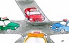 Cartoon: Point of no Return (small) by Florian France tagged fahrschule,schule,fahren,auto,autofahren,kreuzung,problem,im,strassenverkehr
