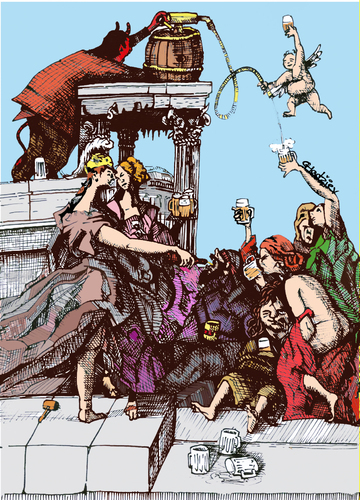 Cartoon: beer antiquity color (medium) by ivo tagged wau