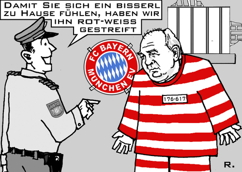 Cartoon: Gestreift (medium) by RachelGold tagged hoeness,fcbayern,justiz,haftstrafe,steuerhinterziehung