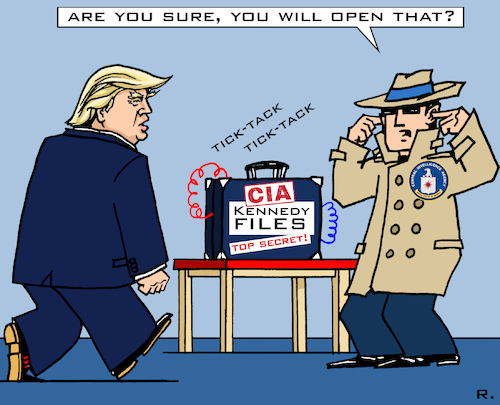 Cartoon: Kennedy-Files (medium) by RachelGold tagged usa,cia,fbi,trump,kennedy,murder,files,topsecret