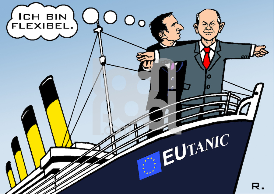 Cartoon: Macrons neuer Liebling (large) by RachelGold tagged frankreich,deutschland,eu,macron,scholz,titanic,deutsch,französische,achse,freundschaft