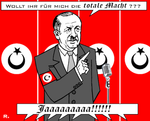 Cartoon: Reinkarnation am Bosporus (medium) by RachelGold tagged türkei,erdogan,diktatur,referendum,deutschland,nazis,faschisten,islamofaschismus