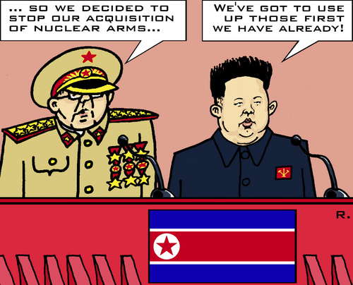 Cartoon: Stop of nuclear arming (medium) by RachelGold tagged un,jong,kim,arming,nuclear,korea,north