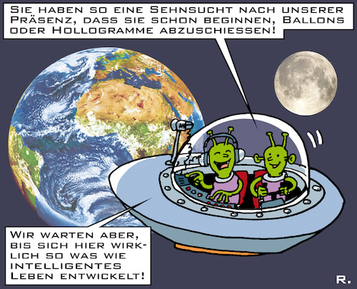 Cartoon: UFOs? (medium) by RachelGold tagged ufo,usa,china,sichtungen,abschuss,ablenkung,spionage,ballon,ufo,usa,china,sichtungen,abschuss,ablenkung,spionage,ballon