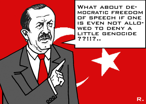 Cartoon: Understanding of Democracy (medium) by RachelGold tagged denial,genocide,armenians,france,turkey