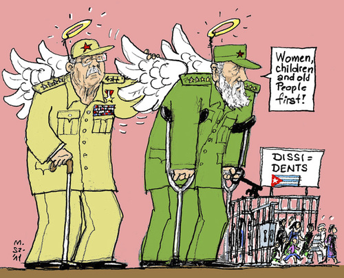 Cartoon: Cuba preparing for Popes Visit (medium) by MarkusSzy tagged dissidents,3000,release,castro,fidel,raul,cuba