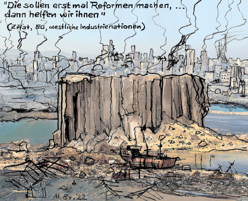 Cartoon: Libanon (medium) by MarkusSzy tagged libanon,krise,wirtschaft,katastrophen,armut,chaos,reformen