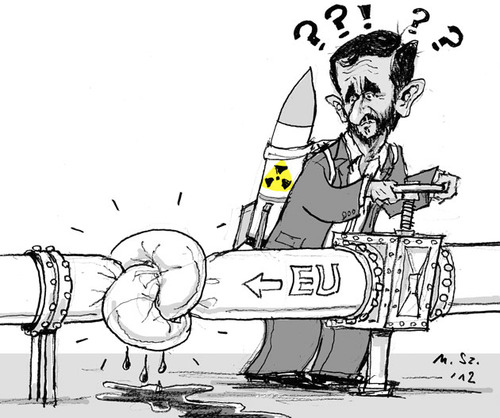 Cartoon: Oil Embargo (medium) by MarkusSzy tagged ahmadinejad,iran,eu,embargo,oil