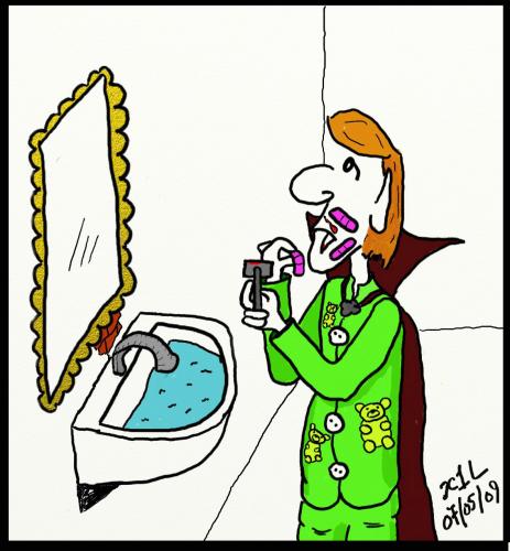 Cartoon: Vampire Ablutions (medium) by chriswannell tagged vampire,shaving,gag,cartoon