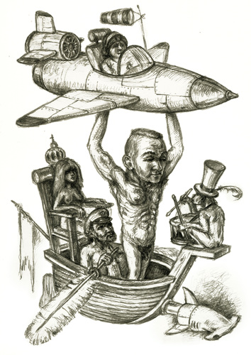 Cartoon: Fluglehrer (medium) by Thomas Bühler tagged fliegen,mann,hoffen,abheben,lehrer,erzieher,helfer