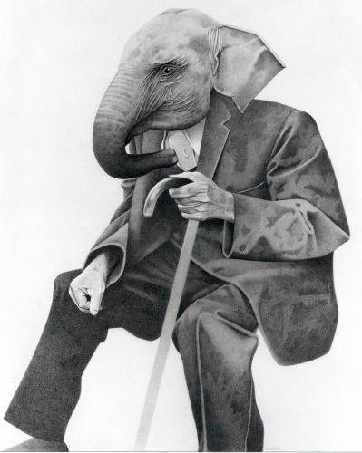 Cartoon: The Elephant Man (medium) by jim worthy tagged elephant,animal,illustration,wierd